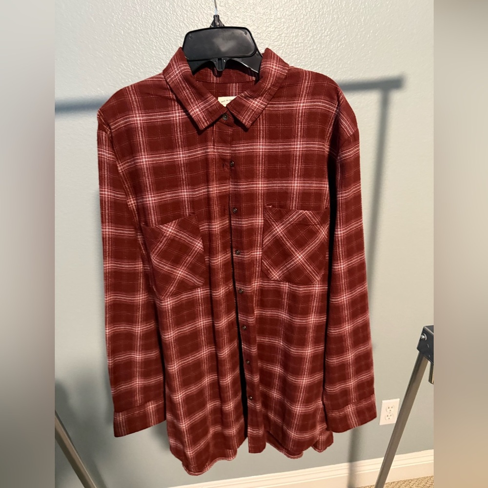 Billabong Men's Burgundy Plaid Shirt